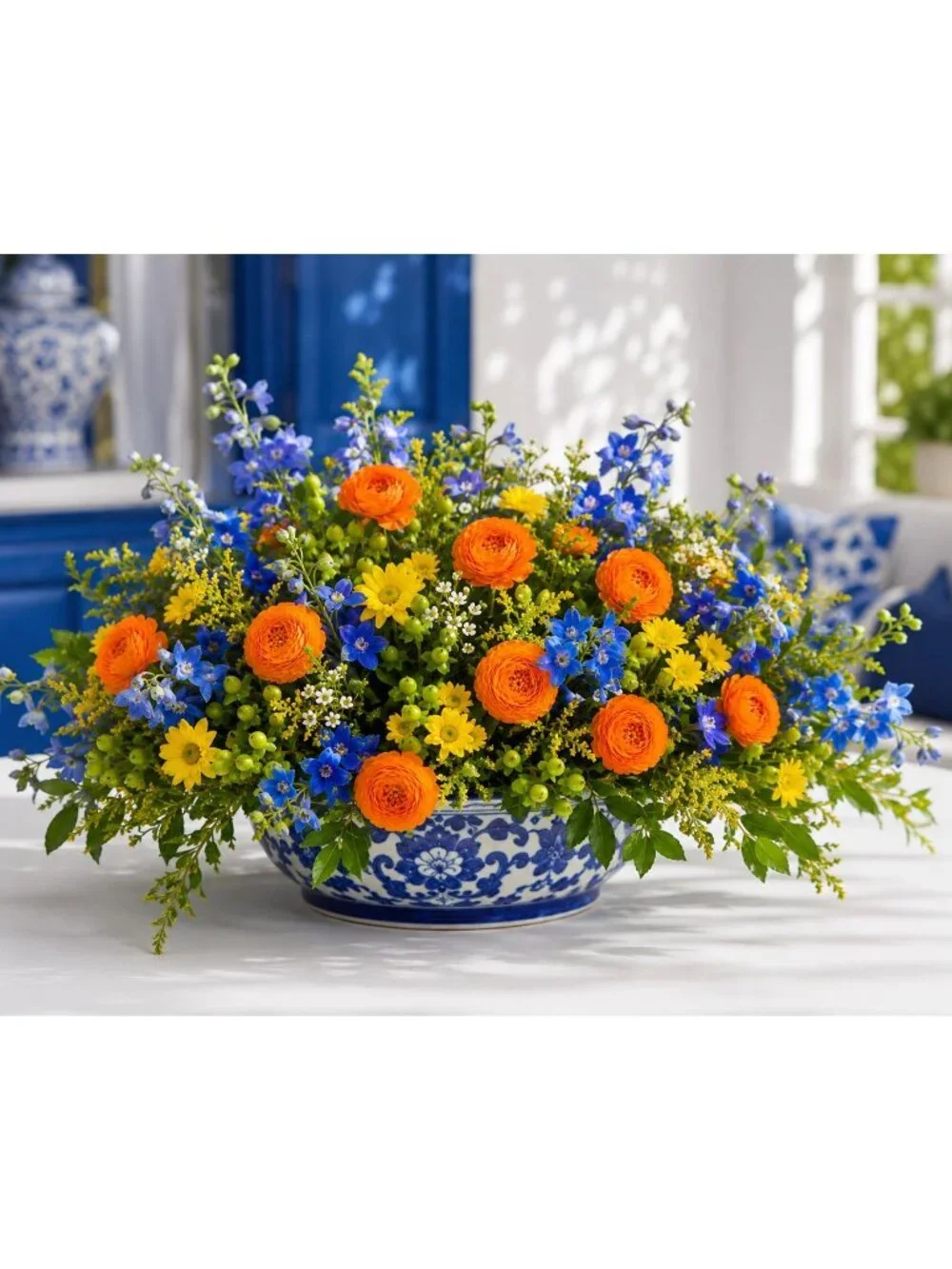 Orange Artificial Peony Ranunculus Flowers Set of 6 with 7 Inch Wire Stems Wreat